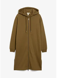Long gilet zippé en molleton, base fendue sur les côtés, bonprix