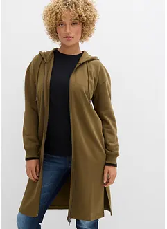 Long gilet zippé en molleton, base fendue sur les côtés, bonprix