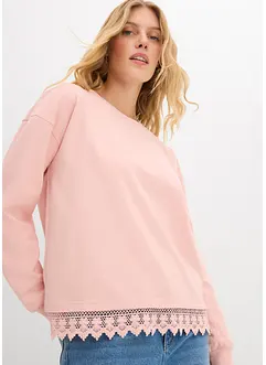 Sweatshirt mit Spitzenbesatz, bonprix