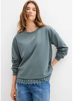 Sweat à empiècement en dentelle, bonprix