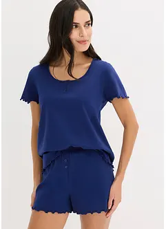 Pyjashort avec T-shirt à col boutonné, bonprix