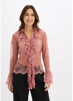 Transparente Bluse mit Spitze, bonprix