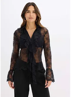 Transparente Bluse mit Spitze, bonprix
