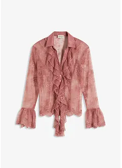 Transparente Bluse mit Spitze, bonprix