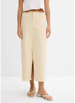 Jupe en twill avec franges, bonprix