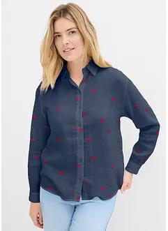 Chemisier en gaze de coton à motif cœurs, bonprix