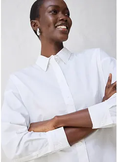 Kurze Oversize Bluse mit Seidenanteil, bonprix