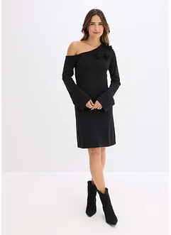 Robe en maille avec fleurs appliquées, bonprix