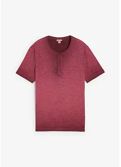 T-shirt col tunisien en 100% coton, aspect délavé, bonprix
