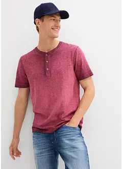 T-shirt col tunisien en 100% coton, aspect délavé, bonprix