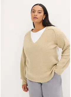 Oversize-Pullover mit V-Ausschnitt, bonprix