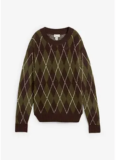 Pull à losanges en fine maille, bonprix
