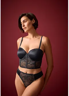 Soutien-gorge balconnet en polyamide brillant avec dentelle à franges, bonprix
