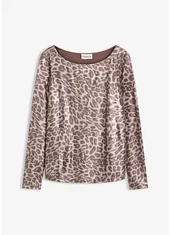 T-shirt à imprimé léopard brillant, bonprix