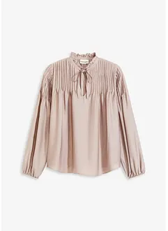 Tunikabluse aus glänzendem Satin mit Biesen, bonprix