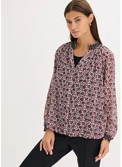 Gemusterte Chiffon-Bluse mit Stickerei, bonprix