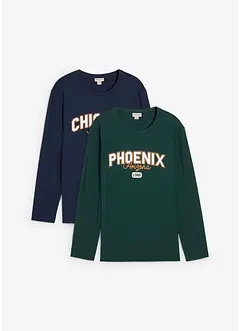 Lot de 2 T-shirts manches longues 100% coton, bonprix