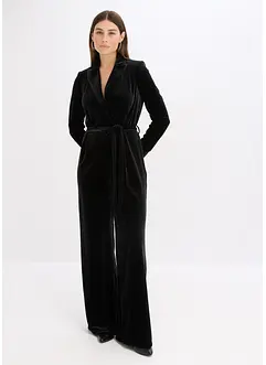 Jersey-Jumpsuit aus fließendem Samt, bonprix