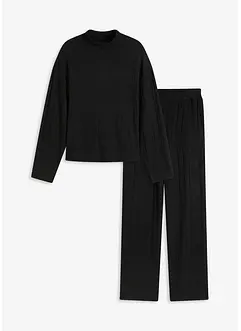 Weit geschnittener Loungewear Hausanzug aus weicher Rippe, bonprix