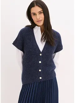 Gilet sans manches en laine mélangée avec boutons décoratifs, bonprix