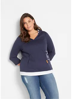 T-shirt à capuche, manches 3/4, 100% coton, bonprix