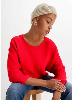 Oversize Ripp-Pullover aus Viskose-Mix, bonprix