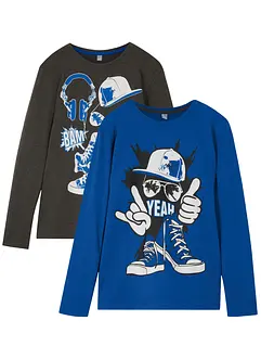 Lot de 2 T-shirts manches longues coton, bonprix