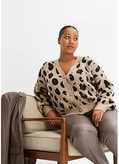 Gilet en maille léopard, bonprix