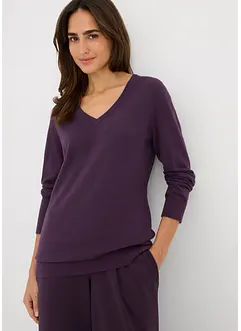 Basic Longpullover mit V-Ausschnitt, bonprix