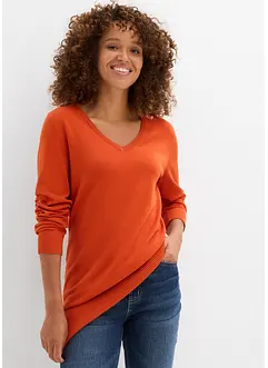 Basic Longpullover mit V-Ausschnitt, bonprix