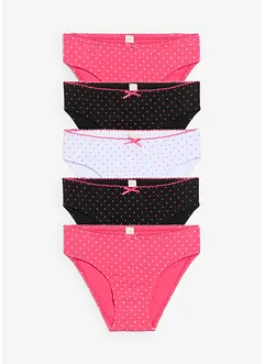 Lot de 5 slips coton avec nœud en satin, bonprix