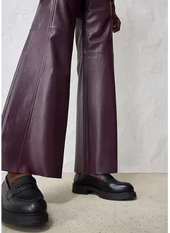 Pantalon large en cuir d’agneau nappa, bonprix