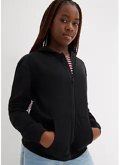 Sweat zippé à capuche en coton doux et extensible, bonprix