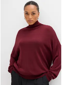 Pull léger en fine maille de viscose majoritaire à large col cheminée, bonprix