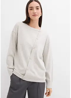 Feinstrickpullover mit asymmetrischer Knopfleiste, bonprix