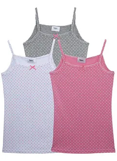 Lot de 3 débardeurs avec nœud en satin, bonprix