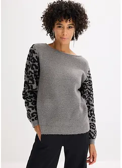 Oversize-Pullover mit Leo-Muster, bonprix