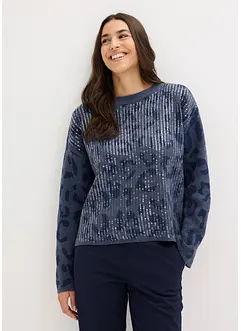 Jacquard Oversize Pullover mit Pailletten, bonprix