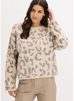 Jacquard Oversize Pullover mit Pailletten, bonprix