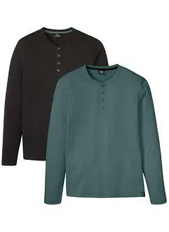 Lot de 2 T-shirts Henley confort pour le ventre, bonprix