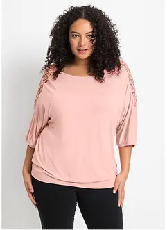 T-shirt oversize en viscose et dentelle, bonprix