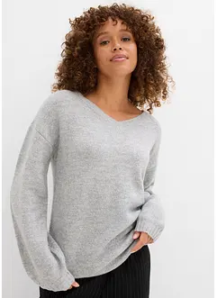 Pull en fine maille douce à manches ballon, bonprix