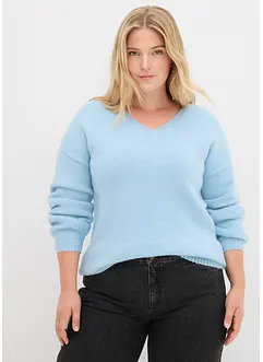 Pull en fine maille douce à manches ballon, bonprix