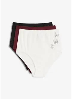 Lot de 3 slips taille haute en coton extensible, bonprix