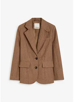 Blazer mit Fischgratmuster und Wollanteil, bonprix