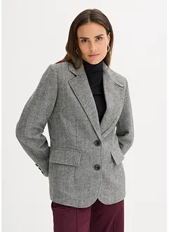 Blazer mit Fischgratmuster und Wollanteil, bonprix