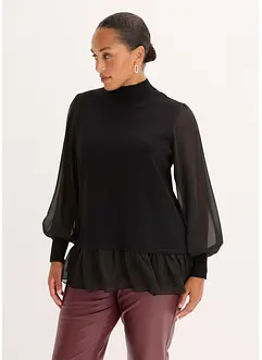 Pull en fine maille avec empiècement blouse, bonprix