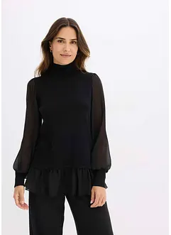 Pull en fine maille avec empiècement blouse, bonprix