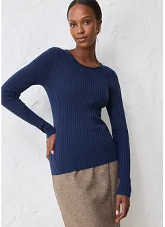 Rippenpullover aus Merinowolle, bonprix