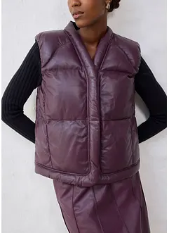 Doudoune sans manches en cuir d’agneau nappa, bonprix